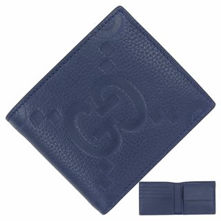 グッチ(Gucci)のグッチ コインウォレット ジャンボGG カーフレザー ブルー 二つ折り財布 レディース メンズ 新品 7437(折り財布)