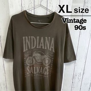 USA古着　Tシャツ　グレー　ブラウン　プリント　バイク　フェード　ブリーチ(Tシャツ/カットソー(半袖/袖なし))