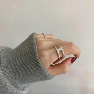 シルバー リング クロス デザイン フリーサイズ 925 指輪 細め(リング(指輪))
