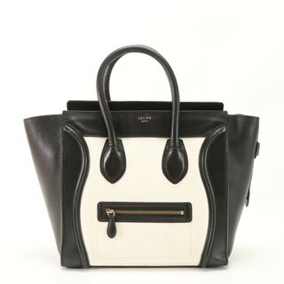 セリーヌ(celine)の美品 セリーヌ ラゲージ ミディアム ショッパー レザー トート バッグ ショルダー ハンド 本革 ブラック レディース ERM AC2-9(トートバッグ)