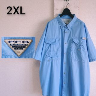 Columbia - コロンビア　半袖　フィッシングシャツ　PFG ブルー　オムニシェイド　2XL