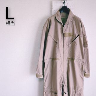 ミリタリー(MILITARY)の米軍　実物　CWU-27P　カバーオール　パラシュートパンツ　ベージュ　L相当(サロペット/オーバーオール)