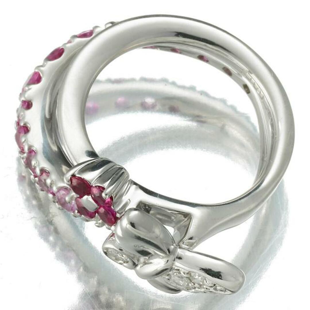バタフライモチーフ ダブルリング ピンクサファイア 0.81ct ダイヤモンド 0.22ct K18WG 2号 新品仕上げ レディースのアクセサリー(リング(指輪))の商品写真
