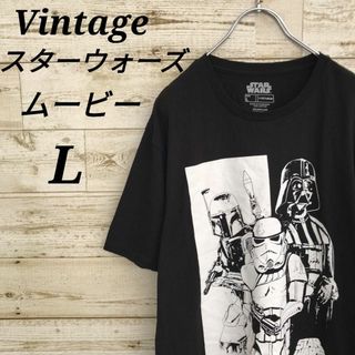 【k3387】USA古着スターウォーズムービープリント半袖ビッグTシャツL黒(Tシャツ/カットソー(半袖/袖なし))