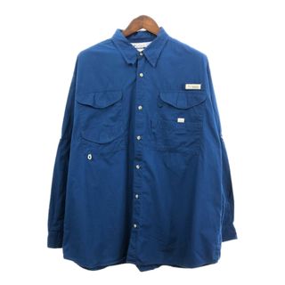 コロンビア(Columbia)のColumbia コロンビア PFG 長袖シャツ アウトドア ワンポイント ブルー (メンズ XL) 中古 古着 Q7352(シャツ)