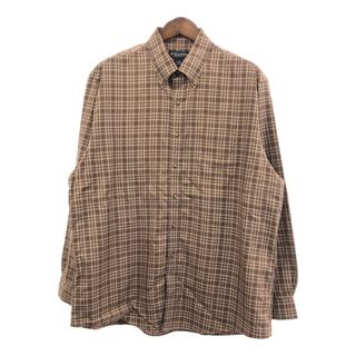 ブルックスブラザース(Brooks Brothers)のBrooks Brothers ブルックスブラザーズ ボタンダウン 長袖シャツ チェック ブラウン (メンズ XL) 中古 古着 Q7353(シャツ)