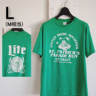 VINTAGE - 80s USA製　Ched　Tシャツ　グリーン　Lite ピルズナービール　L