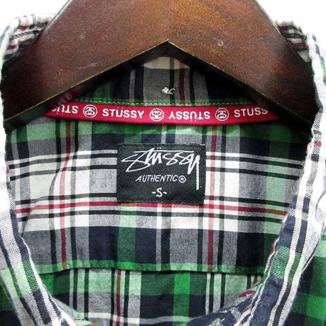 STUSSY(ステューシー)のステューシー チェック ボタンダウン シャツ 長袖 ワンポイント グリーン S メンズのトップス(シャツ)の商品写真