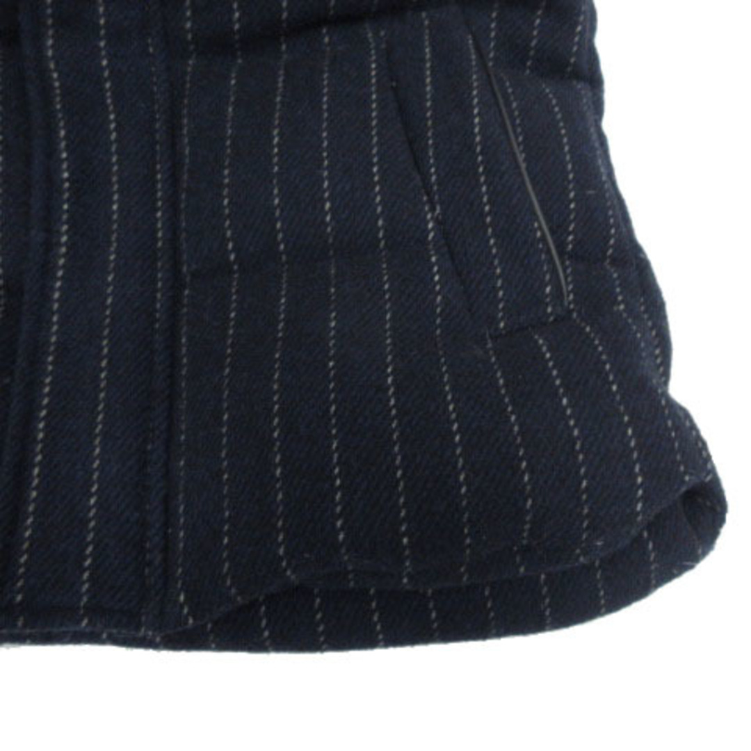 INHERIT ダウンベスト フード 起毛 ドットストライプ 紺 青 グレー M メンズのジャケット/アウター(ダウンベスト)の商品写真