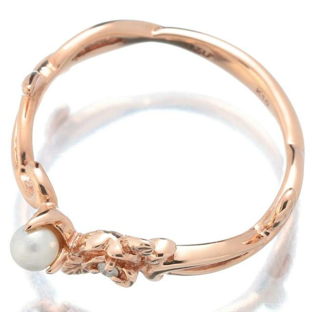 ウズ UZU フラワーデザインリング 真珠 3.1mm ダイヤモンド K10 11号 新品仕上げ レディースのアクセサリー(リング(指輪))の商品写真