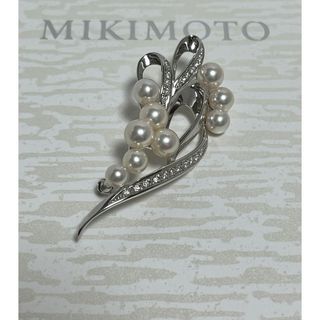 MIKIMOTO - ミキモト　WGK18  パール×ダイヤ　ブローチ　美品