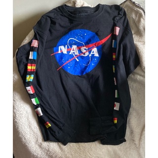 洗濯済♪海外直輸入レア古着(2)[NASA ナサ] Lサイズ 長袖TシャツロンT(Tシャツ/カットソー(七分/長袖))