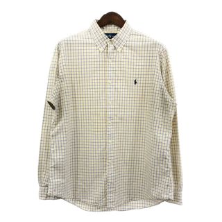 RALPH LAUREN ラルフローレン ボタンダウン 長袖シャツ チェック イエロー (メンズ XL) 中古 古着 Q7363(シャツ)