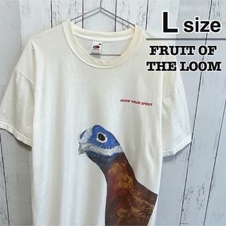 FRUIT OF THE LOOM - フルーツオブザルーム　Tシャツ　ホワイト　白　バード　鳥　アニマル柄　USA古着