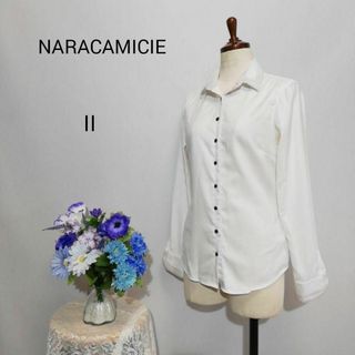 ナラカミーチェ(NARACAMICIE)のナラカミーチェ　極上美品　長袖シャツ　Lサイズ　コットン　ホワイト色系(シャツ/ブラウス(長袖/七分))