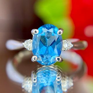 天然 サンタマリアアクアマリン ダイヤモンド リング 計1.13ct PT