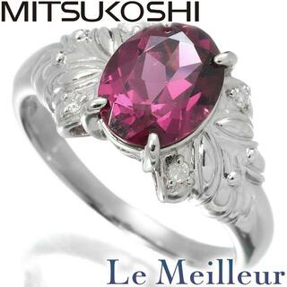 三越 MITSUKOSHI デザインリング ロードライトガーネット 2.25ct ダイヤモンド Pt900 10号 新品仕上げ