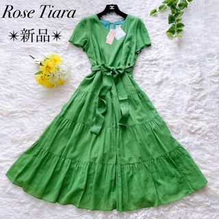 ローズティアラ(Rose Tiara)の新品タグ付き✨ローズティアラ　コットンシフォンティアードワンピース　42 XL(ロングワンピース/マキシワンピース)