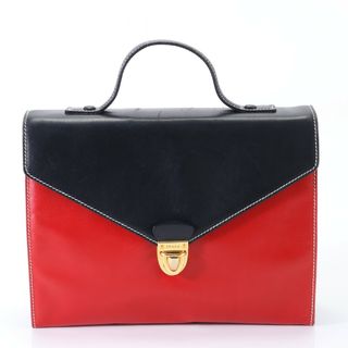 プラダ(PRADA)の美品 プラダ レザー ハンドバッグ トート トップハンドル 本革 レッド × ネイビー 紺 レディース EEM 0301-E8(ハンドバッグ)