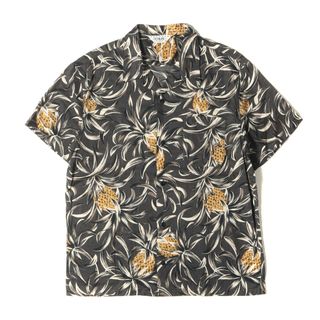 新品同様 CALEE キャリー シャツ サイズ:XL パイナップル柄 コットン アロハシャツ S/S COTTON ALOHA SHIRT ブラック 黒 トップス ハワイアンシャツ カジュアル 半袖【メンズ】【中古】