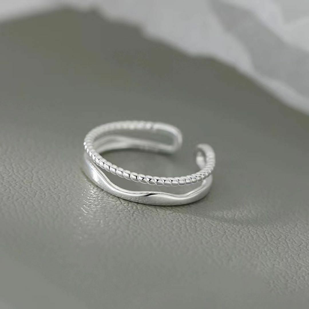 AR0010 指輪 2連フリーリング　ファッションリング　シルバー925 レディースのアクセサリー(リング(指輪))の商品写真