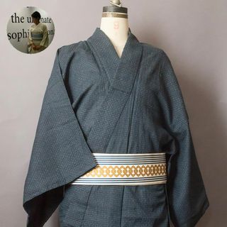 【メンズ・綿麻着物】夏着物・浴衣・綿麻・濃紺・裄69.5cm(浴衣)