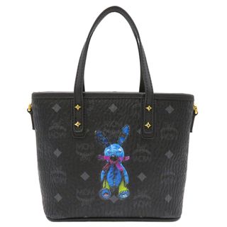 MCM - エムシーエム MCM 2WAYバッグ ロゴグラム ラビット レザー ブラック ゴールド金具 【保存袋】【中古】