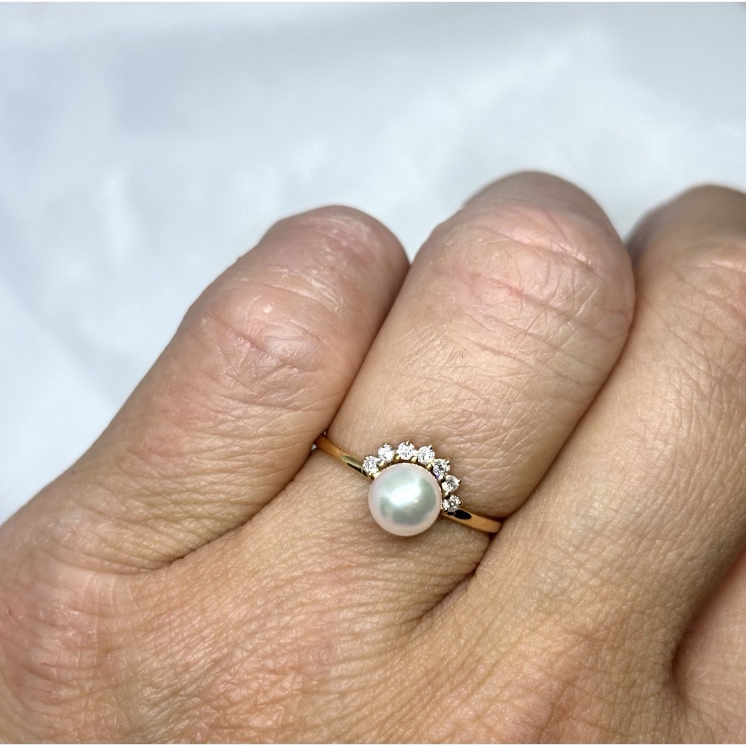 上品に煌びやか☆K18パールリング,18金ダイヤモンドリング,K18 上品に煌びやか☆K18パールリング,18金ダイヤモンドリング,K18