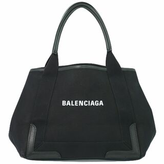 バレンシアガバッグ(BALENCIAGA BAG)の本物 バレンシアガ BALENCIAGA ネイビー カバス S トートバッグ ハンドバッグ キャンバス ブラック 339933 Navyy Cabas バッグ 中古(トートバッグ)
