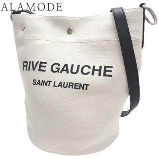 サンローラン(Saint Laurent)のSAINT LAURENT PARIS(サンローランパリ) RIVE GAUCHE リヴ ゴーシュ バケットバッグ ショルダーバッグ 肩掛け 斜め掛け 2WAY コットンキャンバス レザー ホワイト白 ブラック黒 シルバー金具 669299 レディース 40802094722【中古】【アラモード】(ショルダーバッグ)