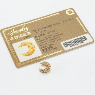 未使用 18K カラー イエロー オレンジ サファイヤ ダイヤモンド デザイン ペンダント トップ 三日月 総重量0.9g レディース EET D30-7(その他)