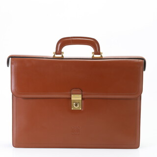 ロエベ(LOEWE)の極美品 ロエベ アナグラム レザー ビジネス バッグ 書類鞄 ブリーフケース トート 通勤 本革 ブラウン 紳士 A4 メンズ EEM O12-9(ビジネスバッグ)