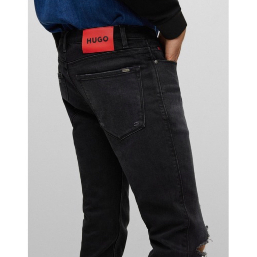 HUGO BOSS(ヒューゴボス)の新品【HUGO】ヒューゴ　スリムフィット ストレッチ パンツ　ブラックジーンズ  メンズのパンツ(デニム/ジーンズ)の商品写真
