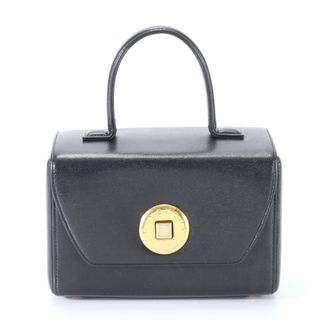 GIVENCHY - ヴィンテージ ジバンシー ハンドバッグ バニティ ゴールド 金具 ロゴ レザー トップハンドル ブラック 黒 レディース HHE Q8-5