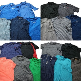 古着卸 まとめ売り ポロシャツ 20枚セット (メンズ 3XL ) カラーMIX 無地 ワンポイント ボーダー ブルー系 MT1578(ポロシャツ)
