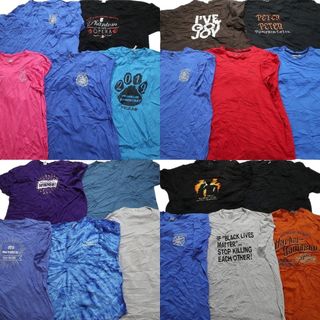 古着卸 まとめ売り カラーmix プリント 半袖Tシャツ 20枚セット (メンズ 3XL /4XL /5XL ) 無地 ワンポイント タイダイ ブルー系 MT1520(その他)