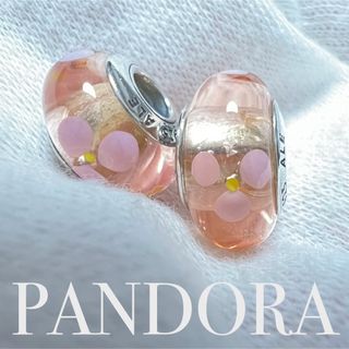 パンドラ(PANDORA)のパンドラ　Pink Flowers ムラノチャーム　2個(チャーム)