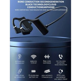 骨伝導 Bluetoothワイヤレスイヤホン ブラック