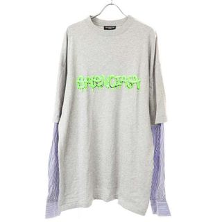 バレンシアガ(Balenciaga)のBALENCIAGA バレンシアガ 22SS SLIME PATCHED シャツレイヤードカットソー 671401 TLVF1 グレー ブルー M(シャツ)