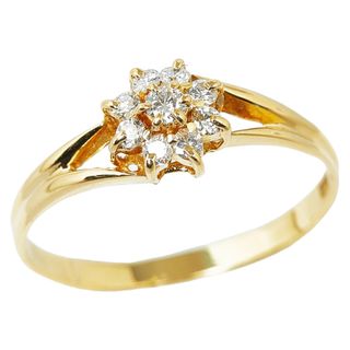 美品 K18YG イエローゴールド リング 指輪 ダイヤ 0.18ct 【1-0150786】(リング(指輪))