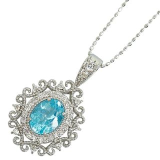 K18WG ホワイトゴールド ペンダントネックレス アパタイト 1.18ct ダイヤ 0.31ct 【1-0151008】(ネックレス)