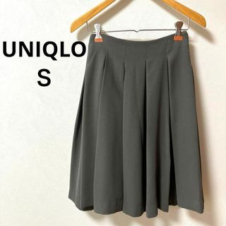 ユニクロ(UNIQLO)の【美品】 UNIQLO フレアミディスカート　カーキ　グリーン　緑(ひざ丈スカート)