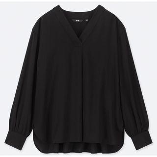 ユニクロ(UNIQLO)の【UNIQLO】レーヨンＶネックブラウス　長袖　L size(シャツ/ブラウス(長袖/七分))