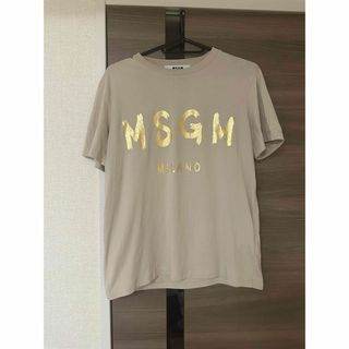 エムエスジイエム(MSGM)の【美品】MSGM ベージュ ゴールド ロゴ Tシャツ(Tシャツ(半袖/袖なし))