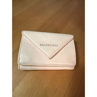 Balenciaga - [良品]希少 ライトローズ バレンシアガ ペーパーミニウォレット 三つ折り財布