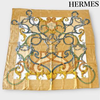 エルメス(Hermes)のHERMES エルメス カレ90 DU ROY 帝王学 大判スカーフ　茶色(バンダナ/スカーフ)