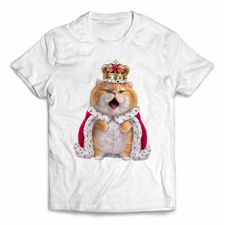 猫 ネコ ぽっちゃり 王様 キング 王子様 王冠 Tシャツ メンズ レディース(Tシャツ/カットソー(半袖/袖なし))