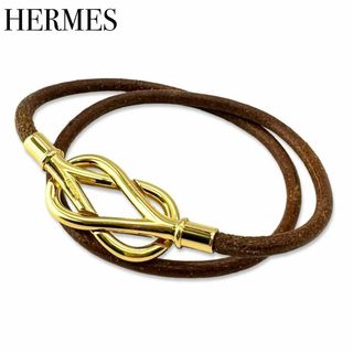 エルメス(Hermes)のエルメス アタメ レザー ゴールド金具 ブレスレット レディース ブラウン(ブレスレット/バングル)