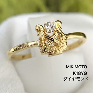 ミキモト(MIKIMOTO)のミキモトK18 ダイヤリング　カレッジリング TOHO MUSIC UNIV校章(リング(指輪))