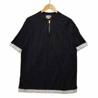 エルメス(Hermes)のHERMES エルメス ハーフジップ プルオーバー 半袖Ｔシャツ ネイビー×白 サイズXXL 正規品 / 34404(Tシャツ/カットソー(半袖/袖なし))